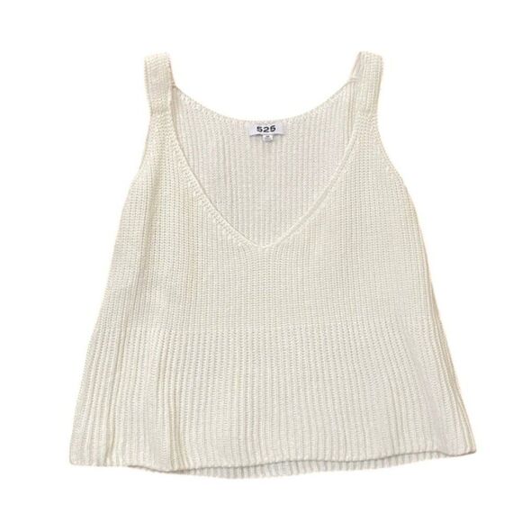 525 America Sweaters - 525 America Creamy White Cotton Rib Knit Tank Top Sweater Womens Size XS